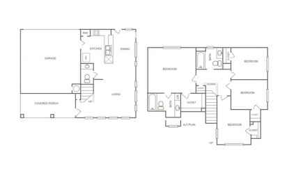 A - 4 bedroom floorplan layout with 2.5 bath and 1429 square feet